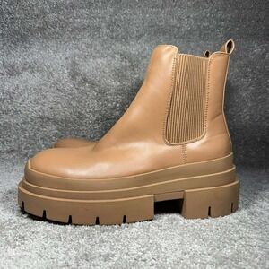 Topshop Chelsea Boots Camel Chunky‎ Platform Lug Sole Womens Size 9 EU 40